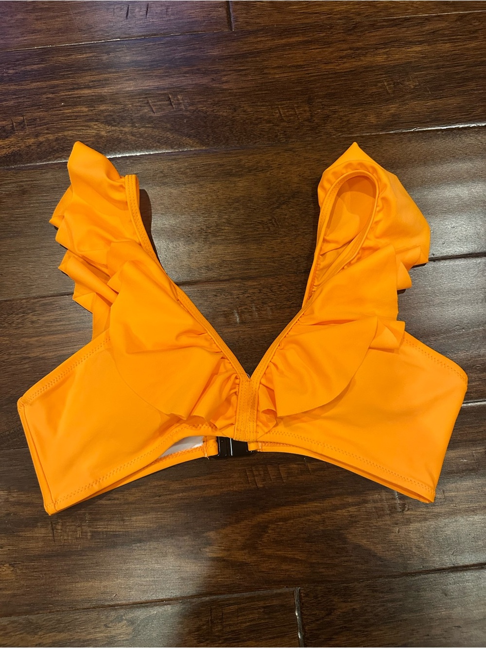 Ruffled Orange Bikini Top
